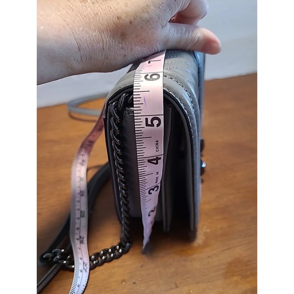 Rebecca Minkoff Chevron Quilted Love Crossbody Leather‎ Bag Graphite